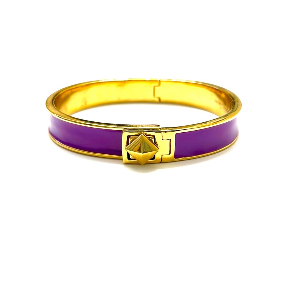 Kate Spade Purple Baja Rose Hinged Turn Lock Pyramid Bangle